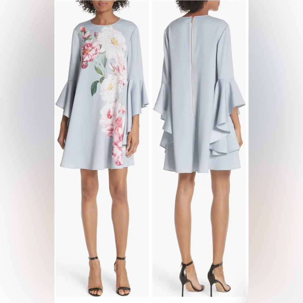 Ted Baker Sadya Iguazu Ruffled Bell Sleeve Dress - size 1